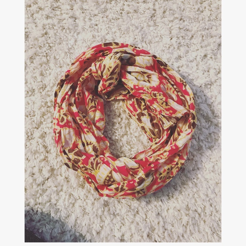 J CREW scarf (pink/ brown/ tan/ gold)